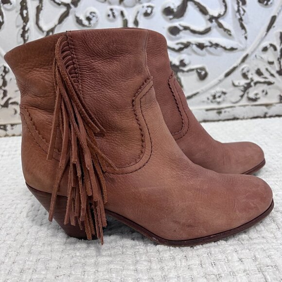 Sam Edelman Louie Fringe Brown Western Booties - Picture 4 of 8
